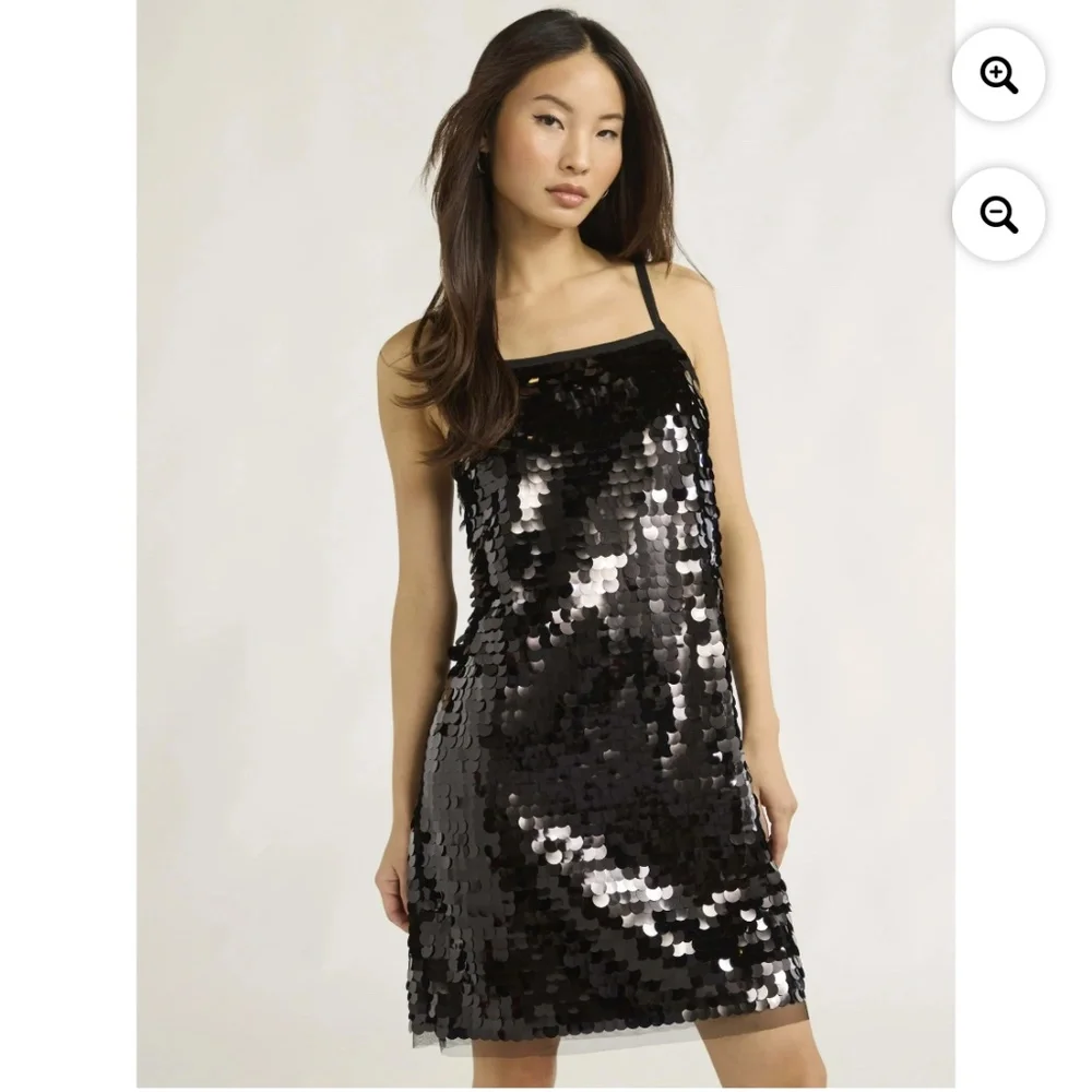 Scoop NYC Women’s Paillette Sequin Black Slip Dress Size Large NWT - Picture 2 of 5